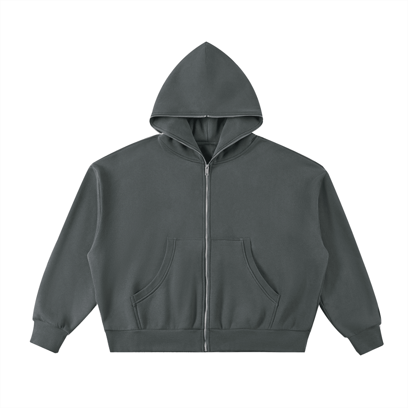 Fleeced Full-Zip Boxy Hoodie - Get Zipped