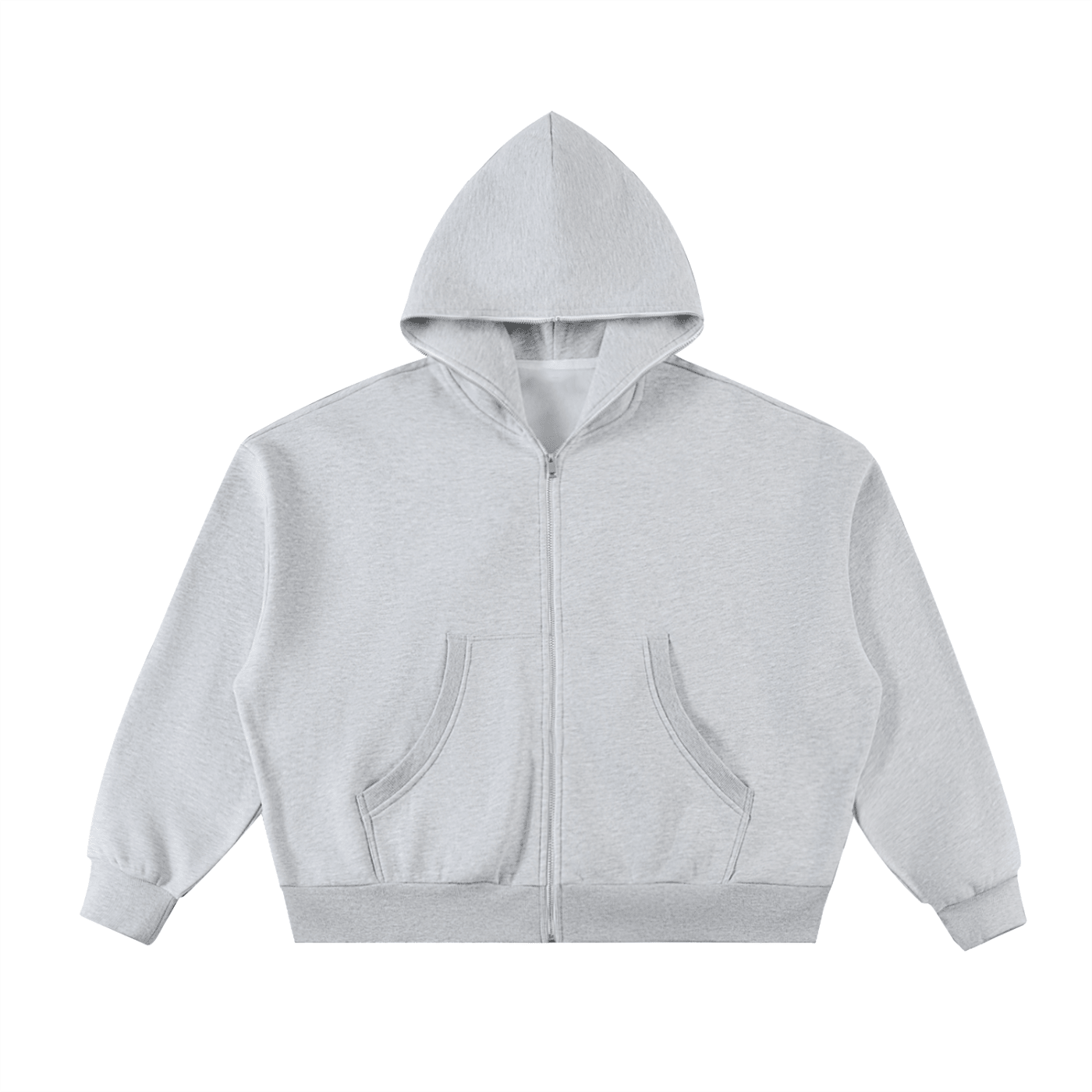 Fleeced Full-Zip Boxy Hoodie - Get Zipped