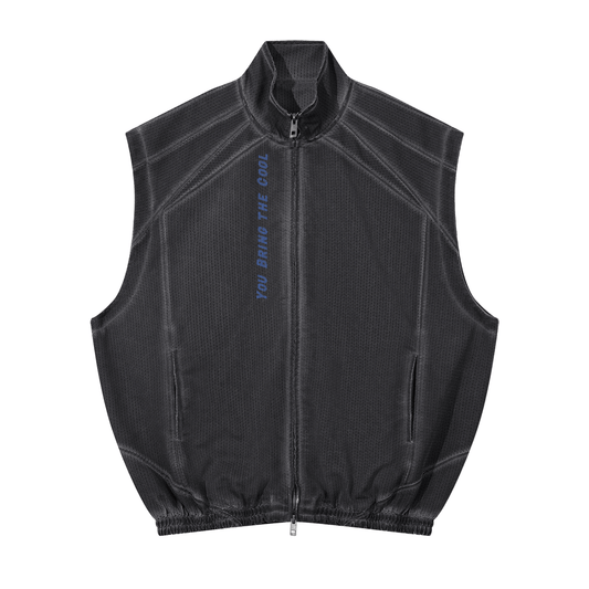 Get Zipped Branded Vintage Wash Mesh Full-Zip Vest - Get Zipped