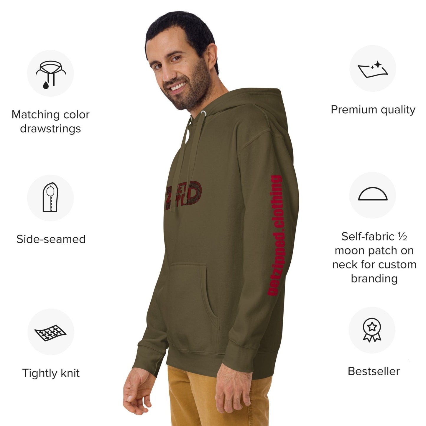 Get Zipped red logo branded Unisex Hoodie - Get Zipped