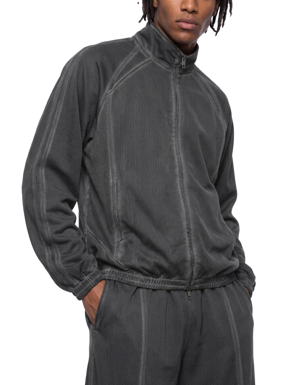 Get Zipped Vintage Wash Full Zip Mesh Jacket - Get Zipped