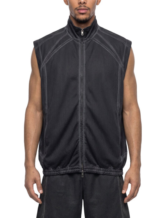 Get Zipped Vintage Wash Mesh Full-Zip Vest - Get Zipped