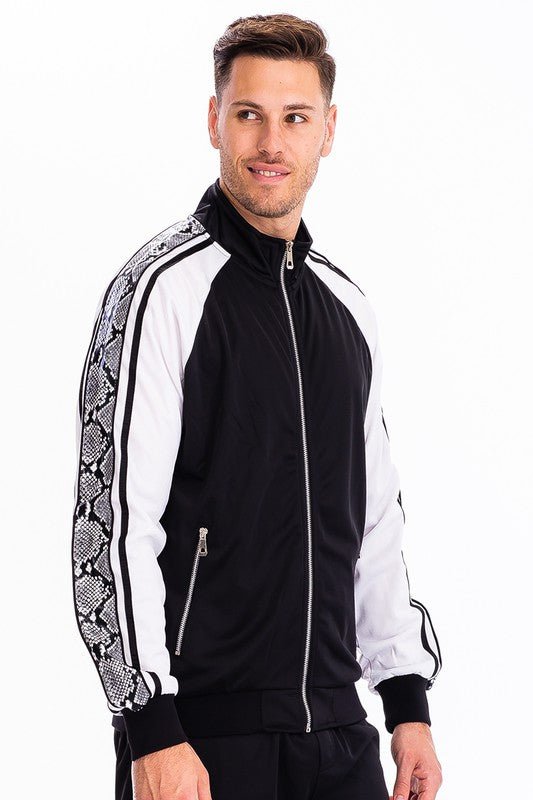 Snake Print Track Suit - Get Zipped
Black & White Track Jacket Front