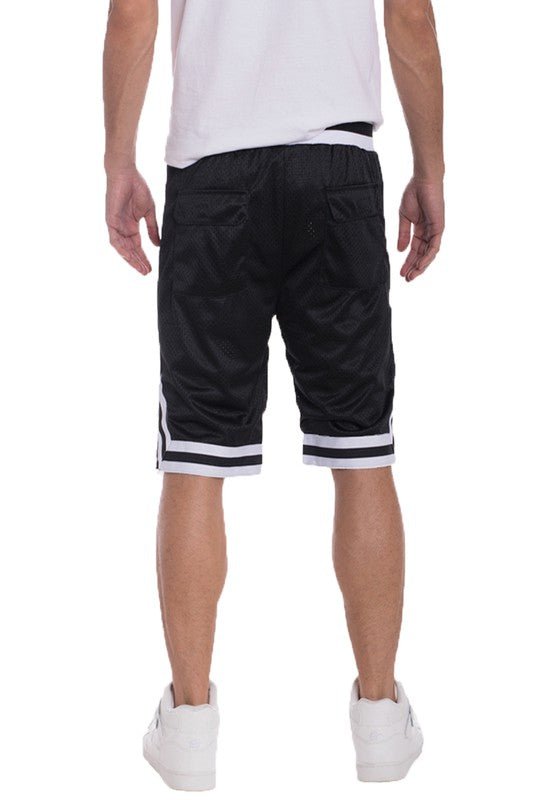 STRIPED BAND SOLID BASKETBALL SHORTS - Get Zipped