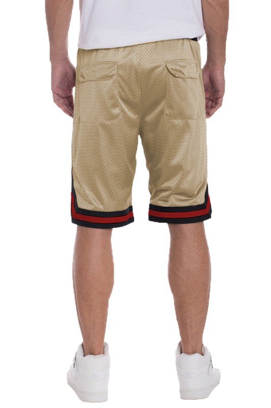 STRIPED BAND SOLID BASKETBALL SHORTS - Get Zipped