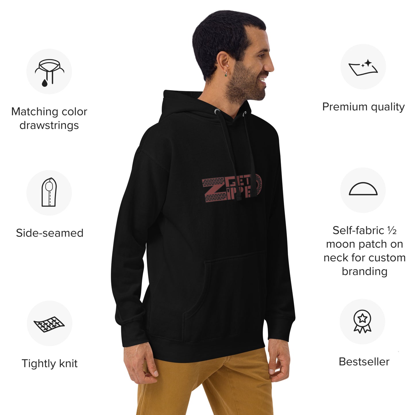 Get Zipped red logo branded Unisex Hoodie