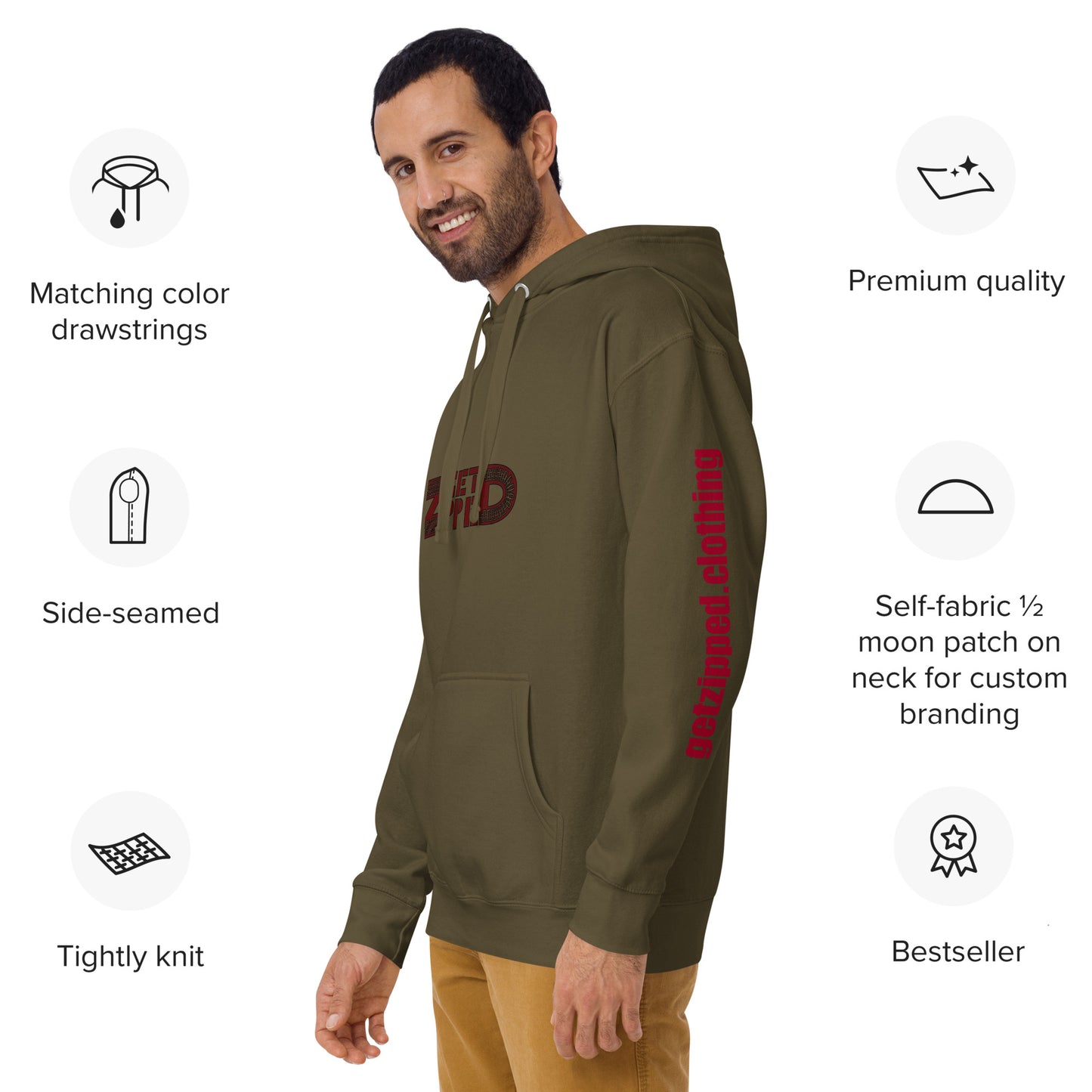 Get Zipped red logo branded Unisex Hoodie