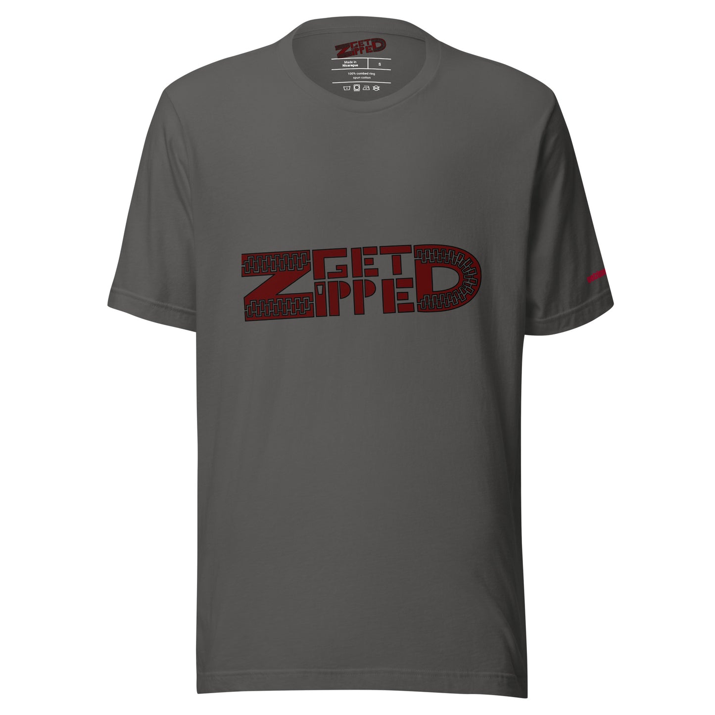Get Zipped red logo branded Unisex t-shirt