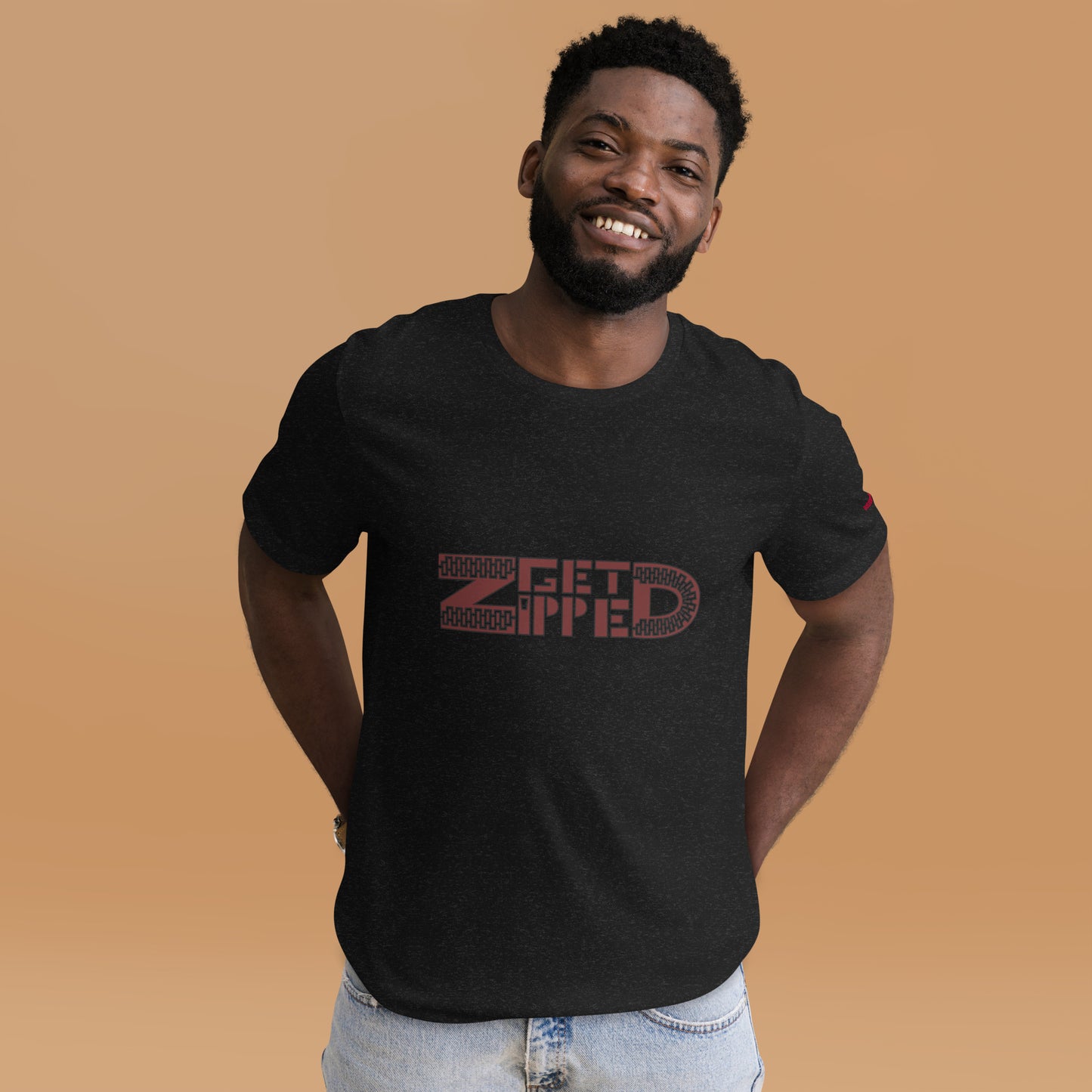 Get Zipped red logo branded Unisex t-shirt