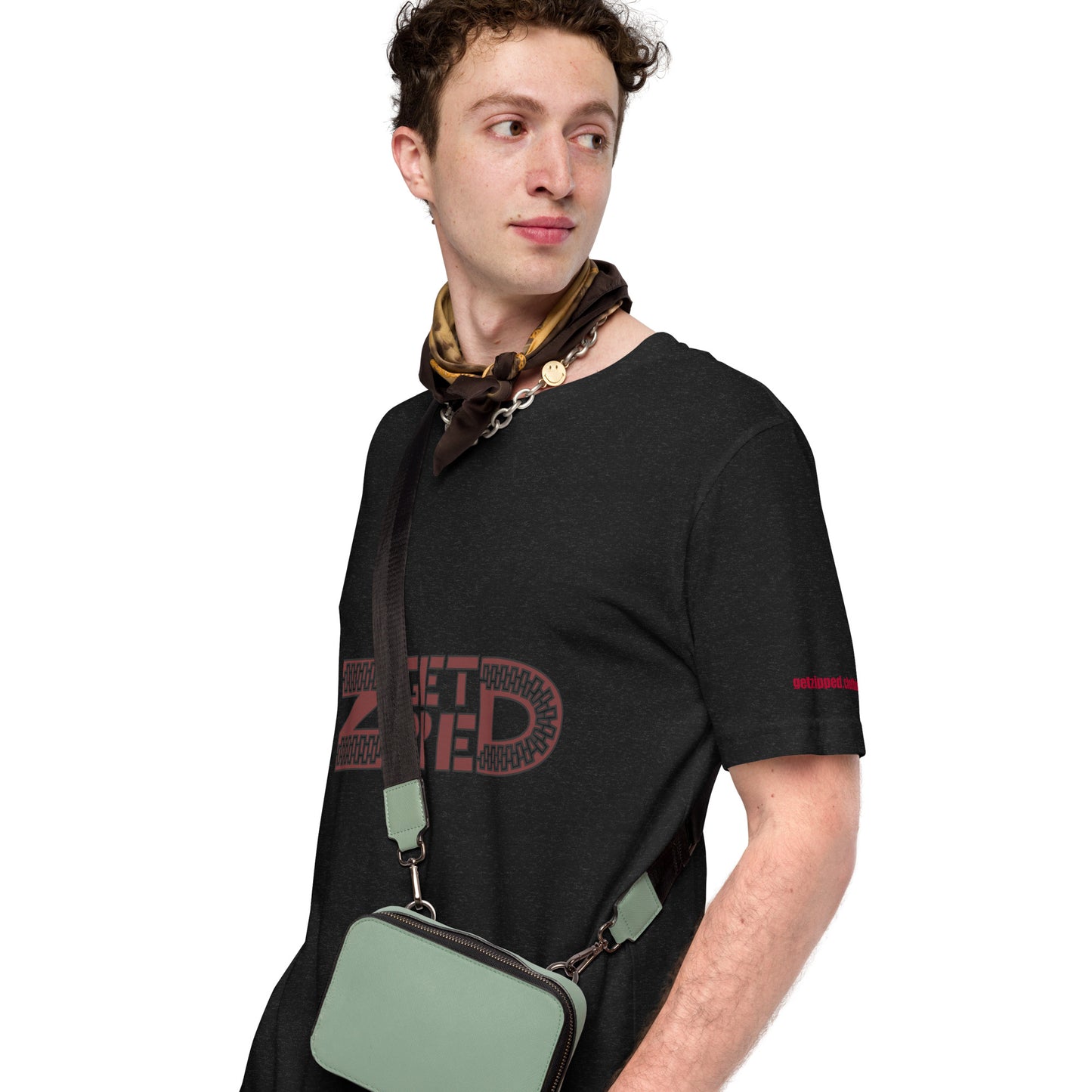 Get Zipped red logo branded Unisex t-shirt