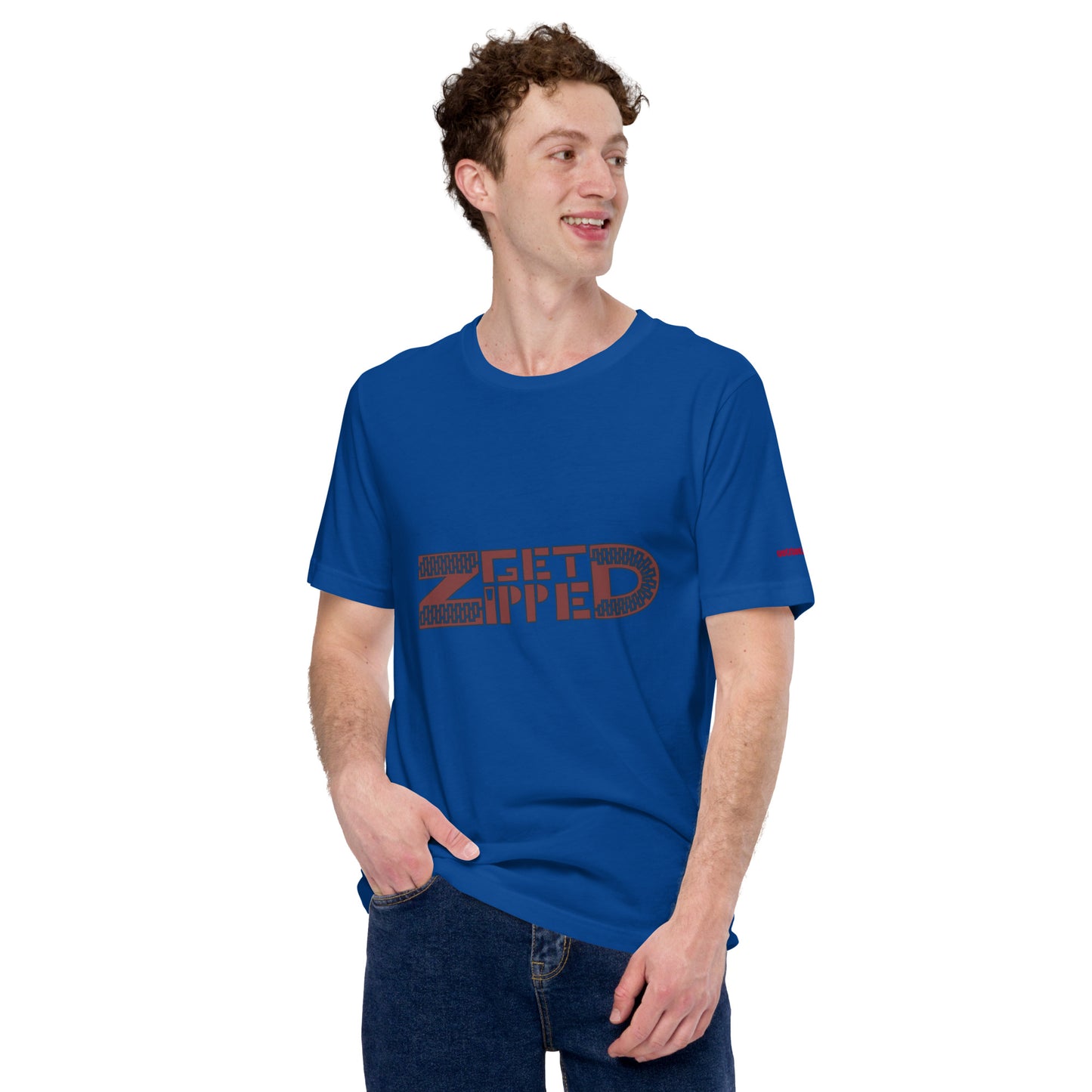 Get Zipped red logo branded Unisex t-shirt